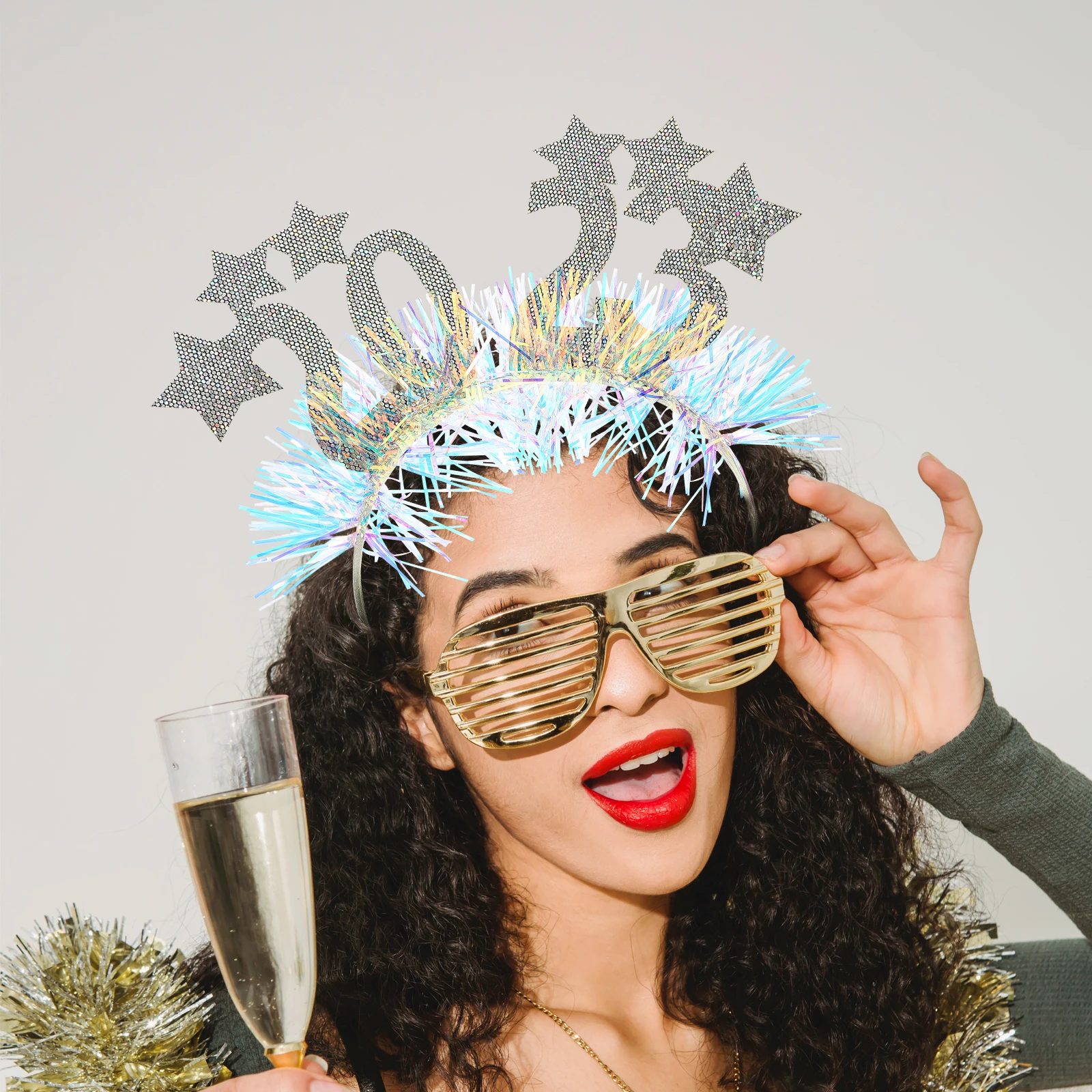 

2pcs Creative Sparkling New Year Party Hairband Decor For Women Festival Star Headdresses Lightweight Fashionable Headbands