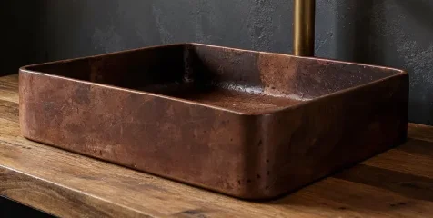 Brass Bathroom Sink With Four Sides Built Design Single Bowl Brass Rectangle Bath Basin Customize Sink