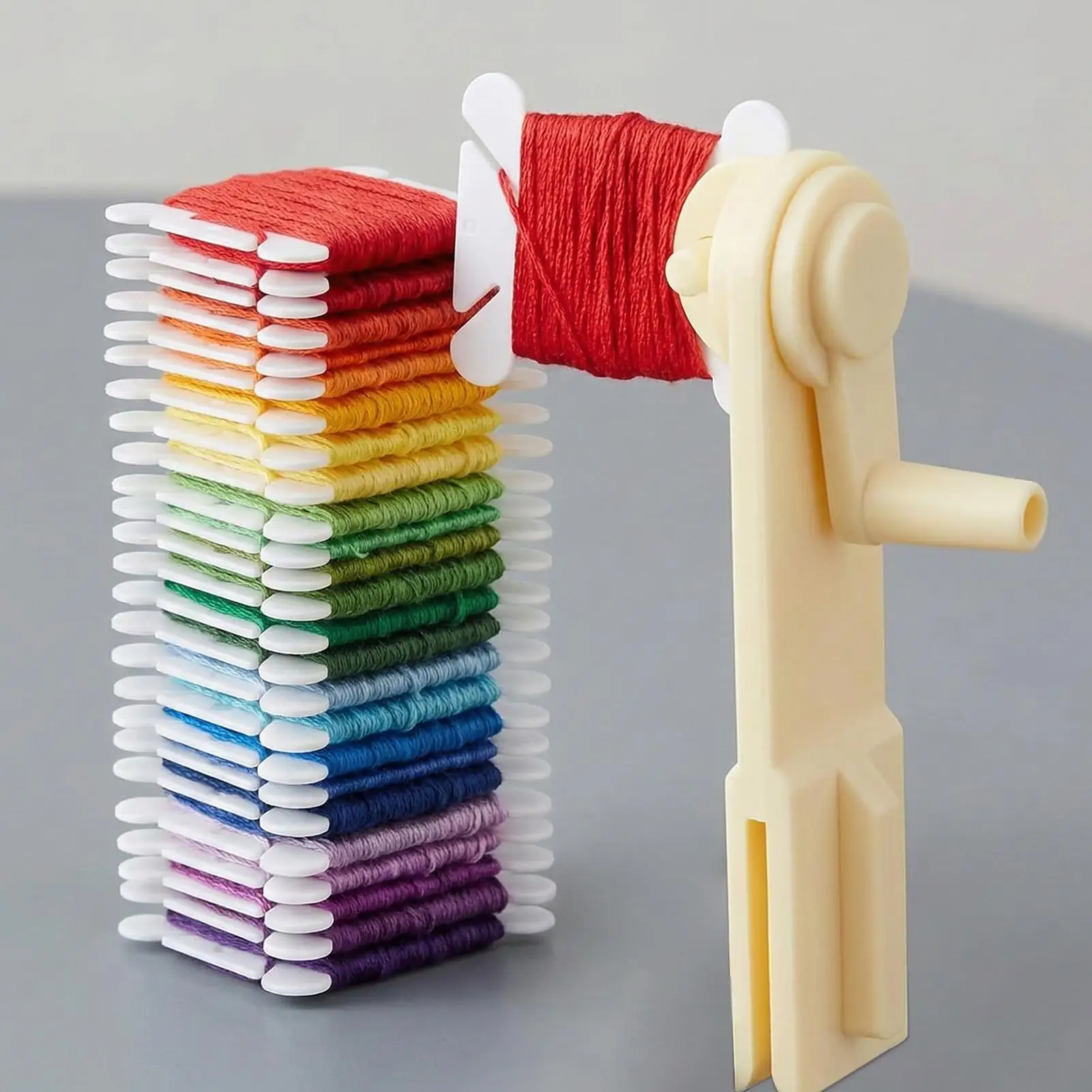 120 Pcs Plastic Floss Bobbins With Bobbin Winder For CrossStitch Cotton Thread Craft DIY Sewing Storage Thread Organizer Holder