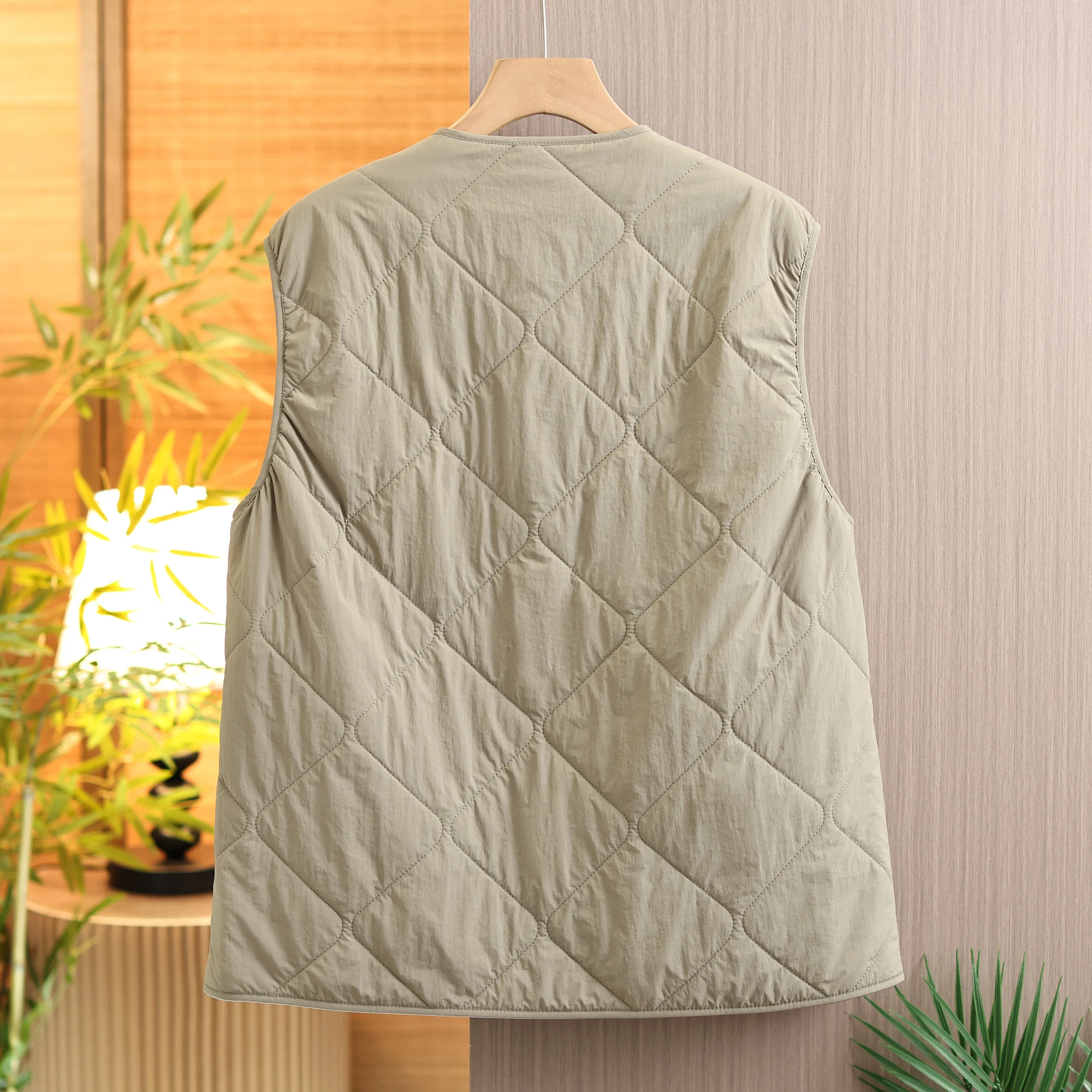 Nuovo gilet invernale in cotone leggero con motivo a diamante Abbigliamento interno in puro colore da donna Sottile multiuso Versatile Sli Fit