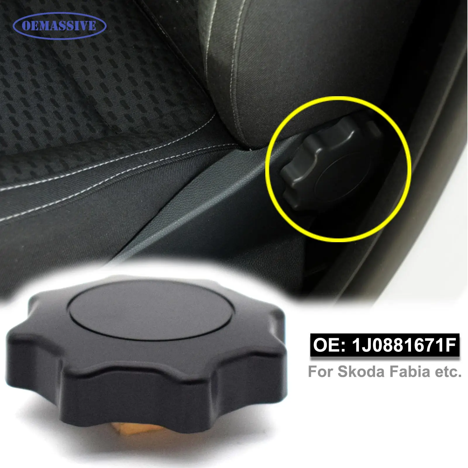 OEMASSIVE Black Front Seat Adjustment Knob 1J0881671F For Skoda Fabia Octavia Roomster Car Backrest Adjuster Handle Cover