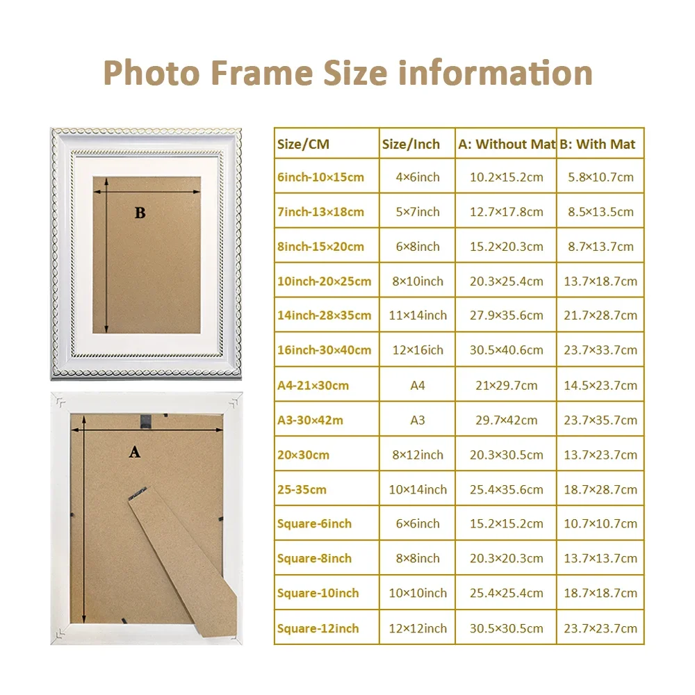 4x6 6x8 8×10 Inch Cottagecore Ornate Picture Frames with Mat Fresh and Delicate Style Photo Frame for Wall Desk Display Decor