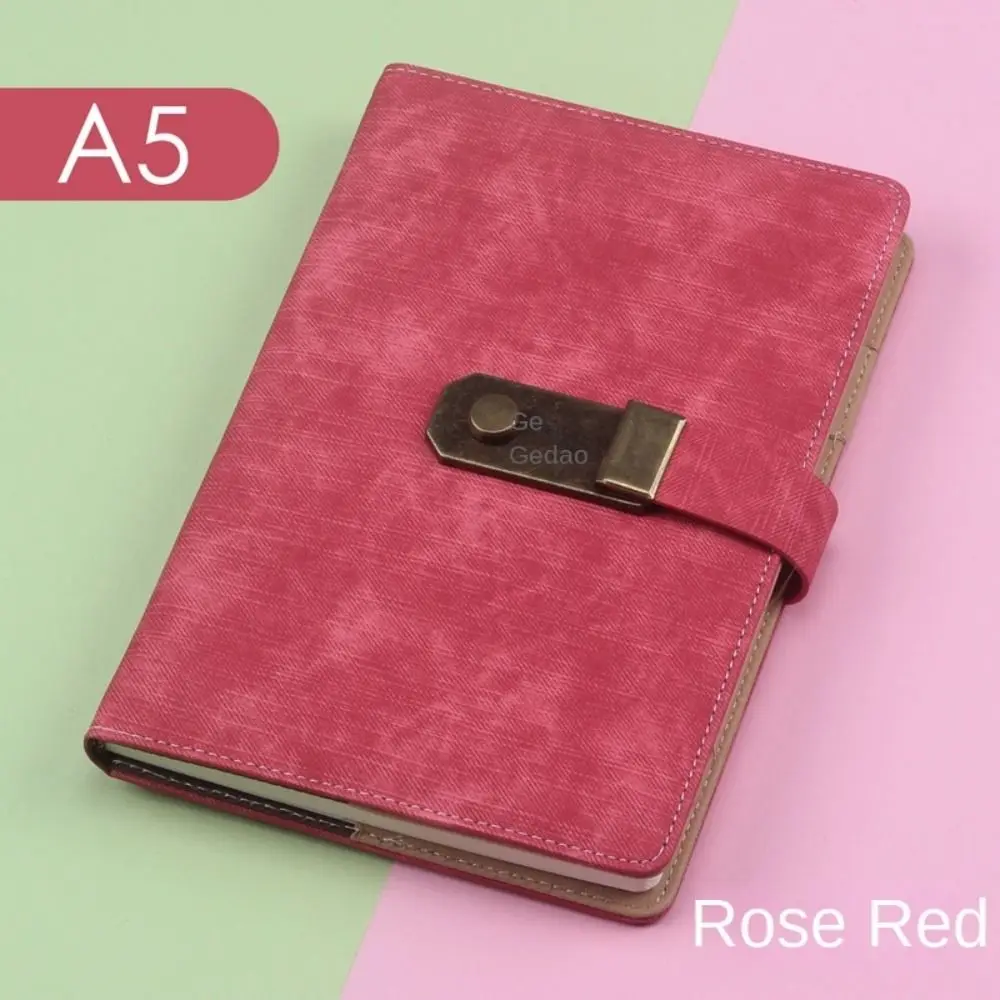PU Leather Cover Diary Book with Lock Simple Atmosphere with Coded Lock Password Lock Notebook Simple Retro A5 Notebook Girls