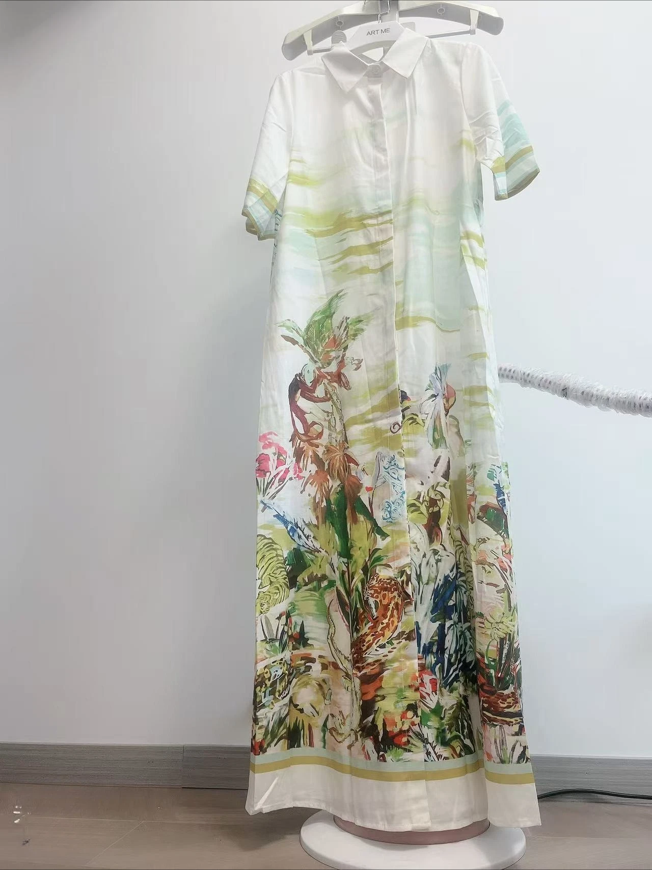 New Casual Fashion Linen Shirt Collar Cardigan Long Dress - Image 6
