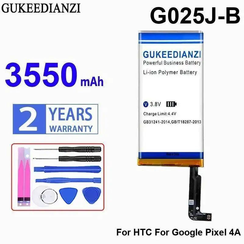 

G025J-B Долговечный аккумулятор мобильного телефона для Htc Google Pixel 4A Быстрая зарядка 3550 мАч