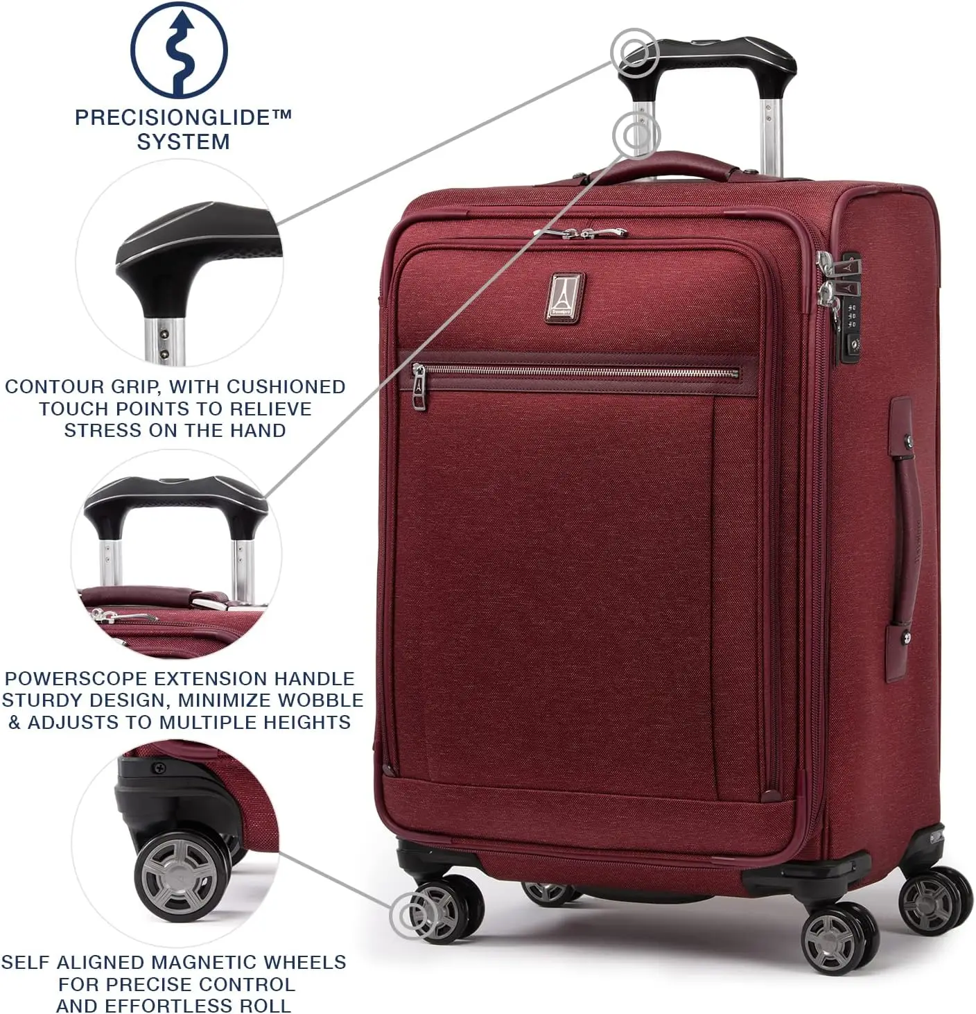 Travelpro Platinum Elite Softside Expandable Checked Luggage, 8 Wheel Spinner Suitcase, Tsa Lock, Men And Women, Bordeaux Red,