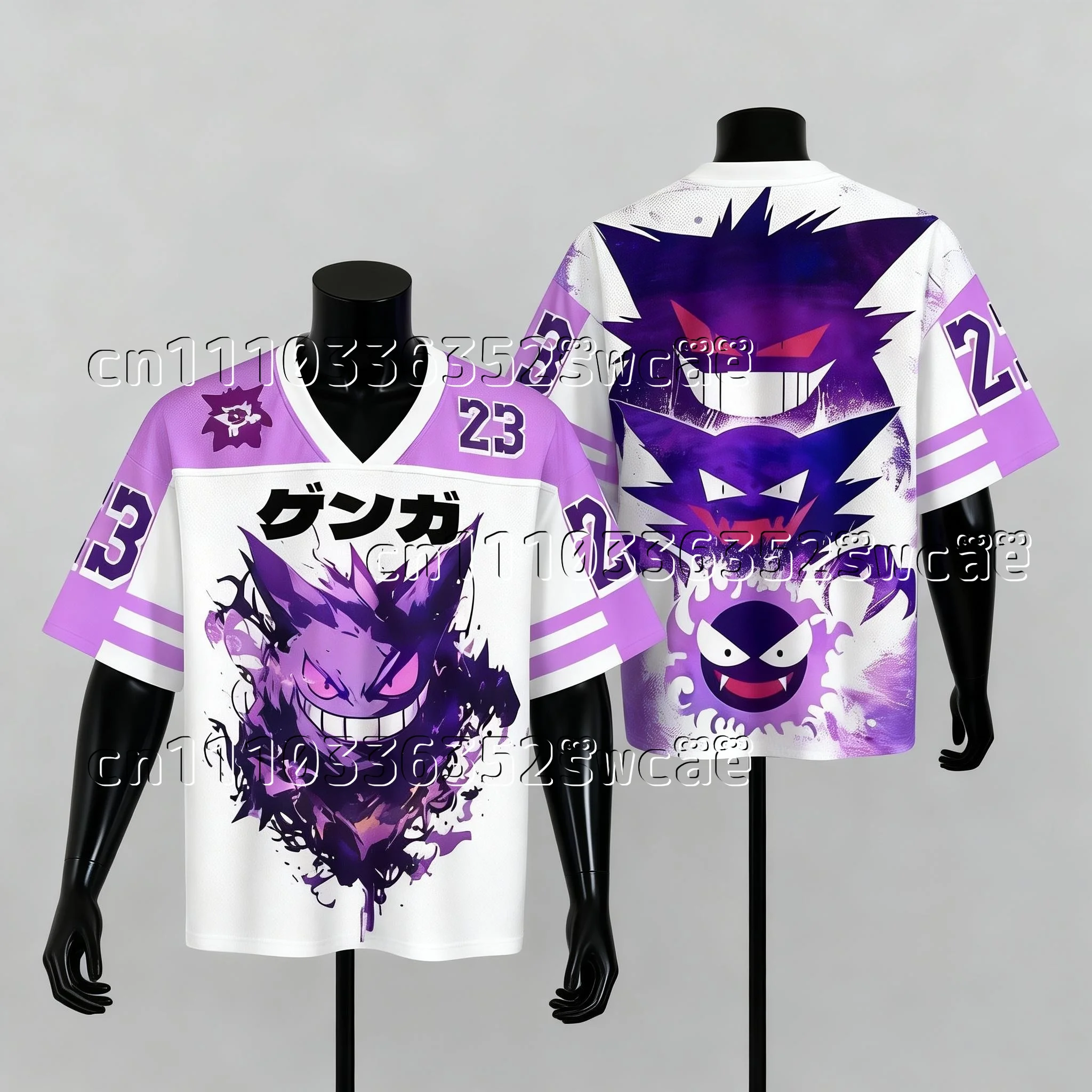 2026 New Brand Pok É Mon Genggui Themed Summer Oversized Jersey T-shirt for Adults and Children, Family Matching
