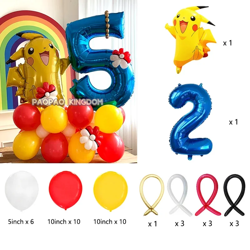 Pokemon Pikachu Folie Ballonnen Set voor Kinderen Verjaardagsfeestje Decoratie Baby Douche Ballon Decoratie Globos