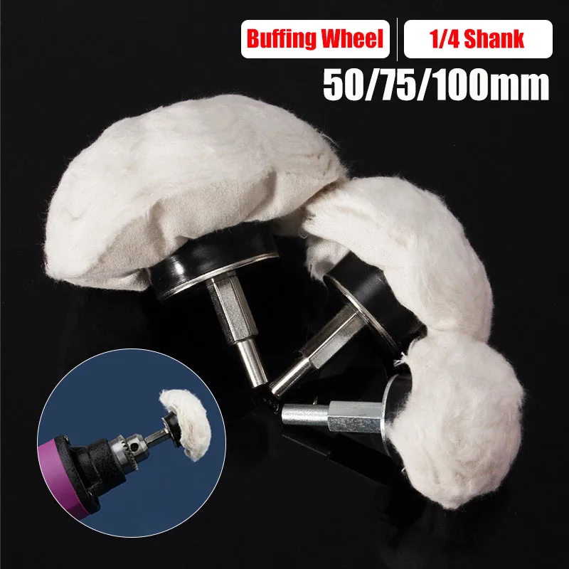 1/4" Shank Rotary Mushroom Type Cleaning Tool 50/75/100mm With 6mm Connecting Rod Polishing Mop Buffing Wheel Polisher Drill Pad