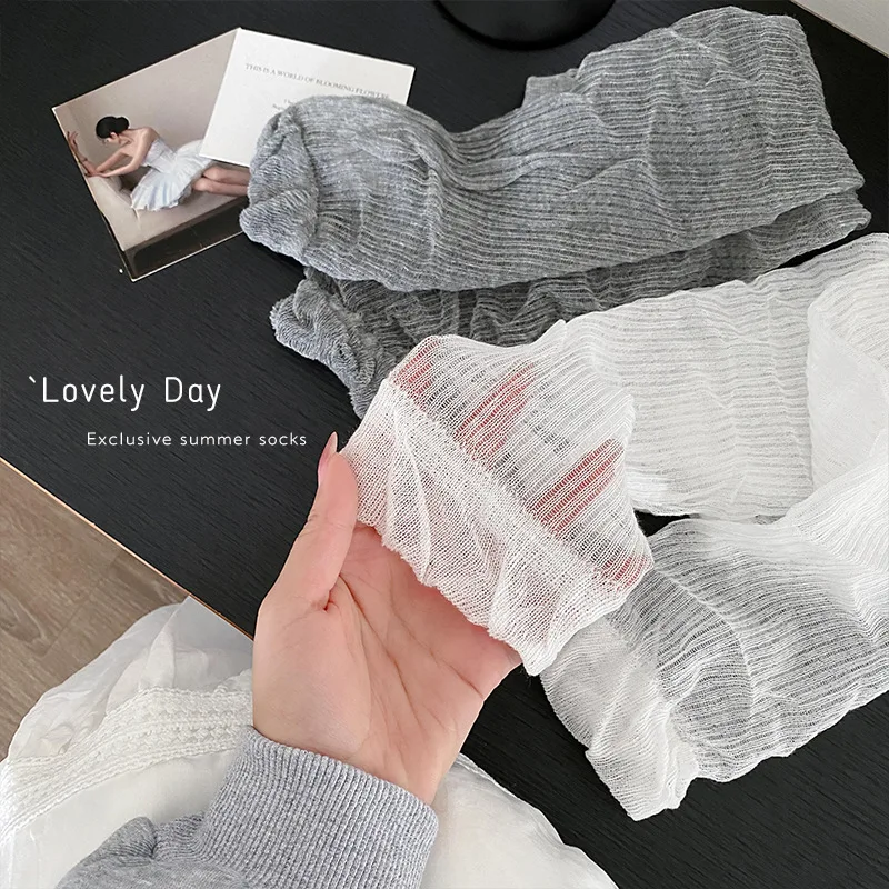 4 Colors Girl's Cotton Mesh Leg Cover Sunscreen Arm Cover for Korean Children ，White Lolita Ballet Style Soft and Thin Leg Warm