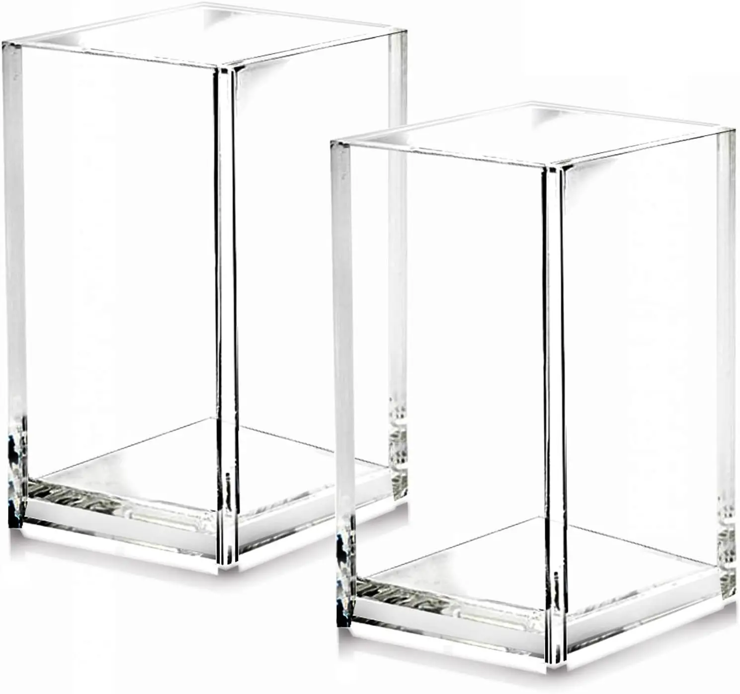 

2 Pack Acrylic Pencil Pen Holder Cup, Desk Accessories Organizer for Office School Home, 2.6x2.6x4 Inches