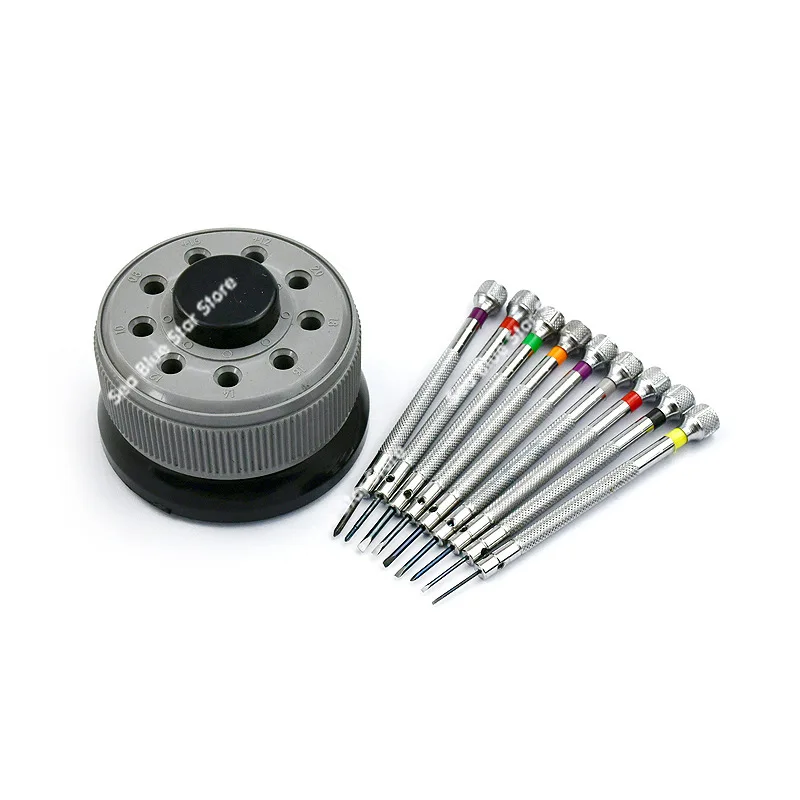 Screwdriver and Screwdriver Set.watch Repair Tool, Rotating Base, Screw Batch Set with 9 Round Heads