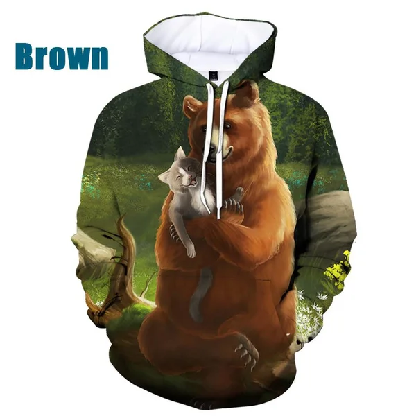 

Autumn and Winter Fashion Animal Bear Print 3D Print Men's Hoodie Men and Women Hooded Sweatshirt Hoodie Tops