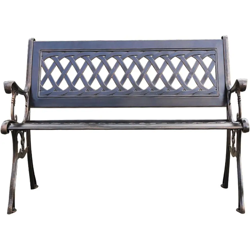 

Double Seat Patio Balcony Bench, Rust-Resistant Aluminum Outdoor Deck Furniture for 2, Garden Porch Decor