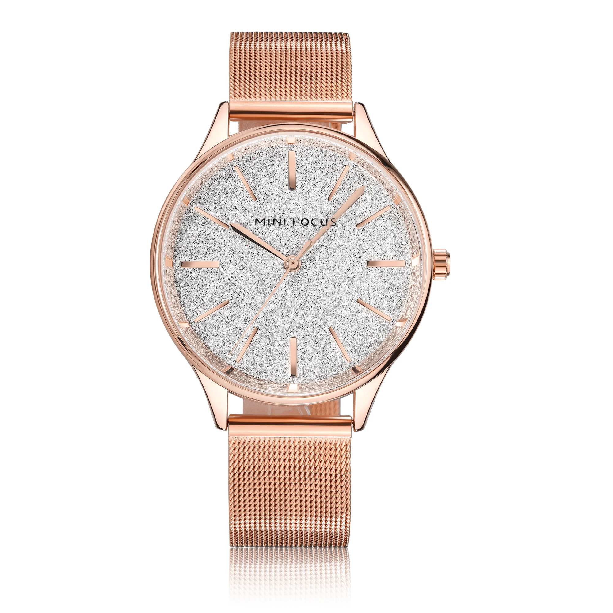 

Latest MINI FOCUS MF0044L Simple Luxury Women Watch Rose Gold Milanese Mesh Steel Band Waterproof Japan Movement Quartz Watches