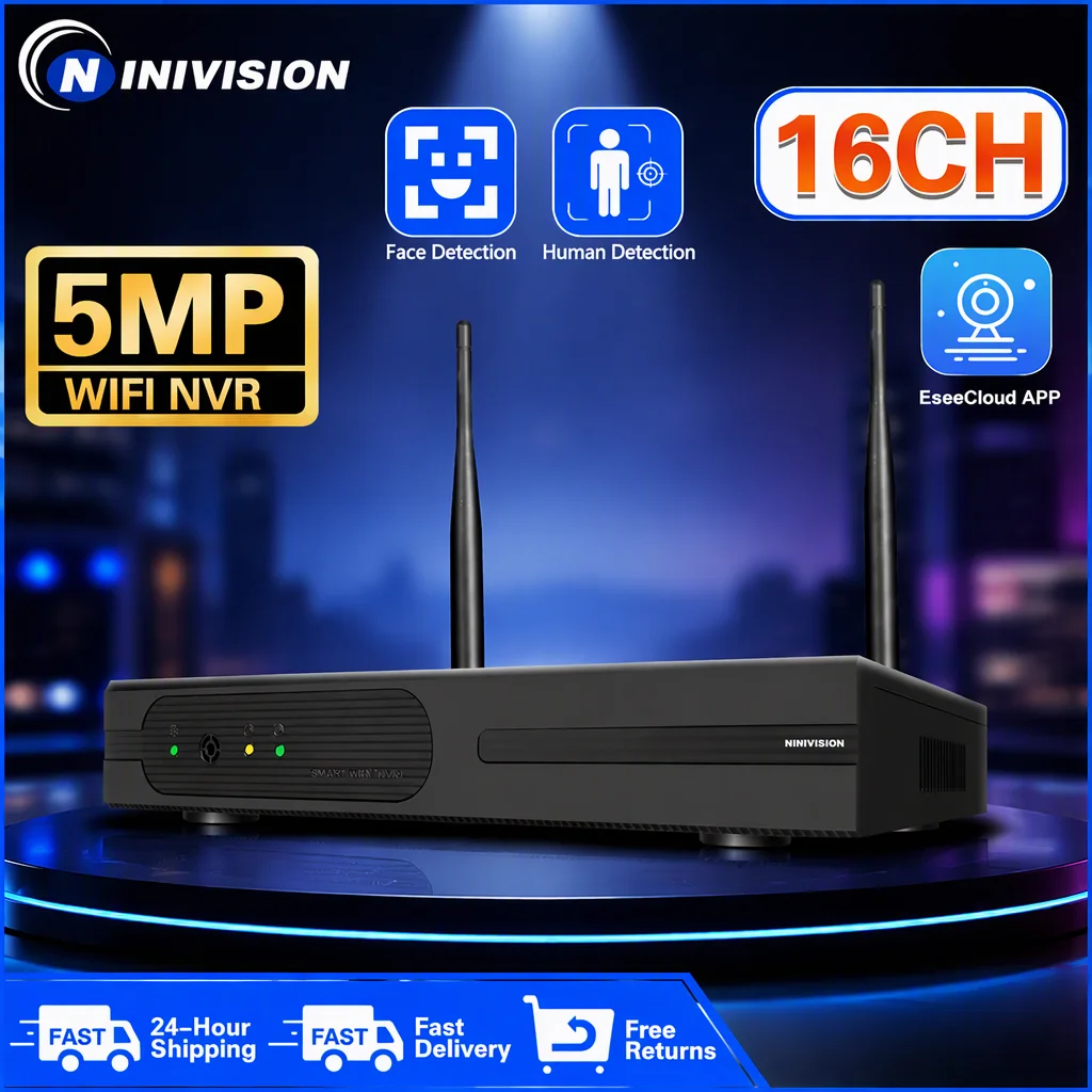 16CH H.265 5MP Wireless NVR Recorder Wifi CCTV Camera System P2P IP Camera Network 5MP Video Recorder NVR for Eseecloud 8CH