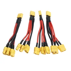 Cable macho/hembra XT60, conector de batería paralelo, extensión de Cable de silicona de 1 a 3, divisor Y para Motor de cargador de batería 14AWG