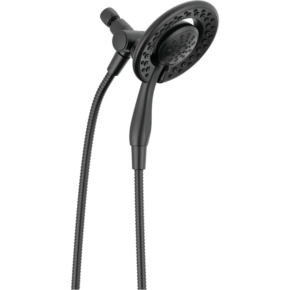 

4-Setting In2ition 2-in-1 Dual Shower Head with HandHeld Spray, Matte Black Detachable Shower Head with Hose, Showerhead