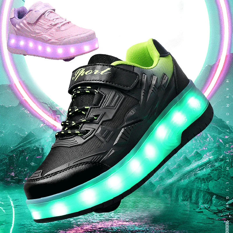 Explosive youth roller sports shoes entertainment and sports wheel shoes 29-41 size multi-functional running shoes