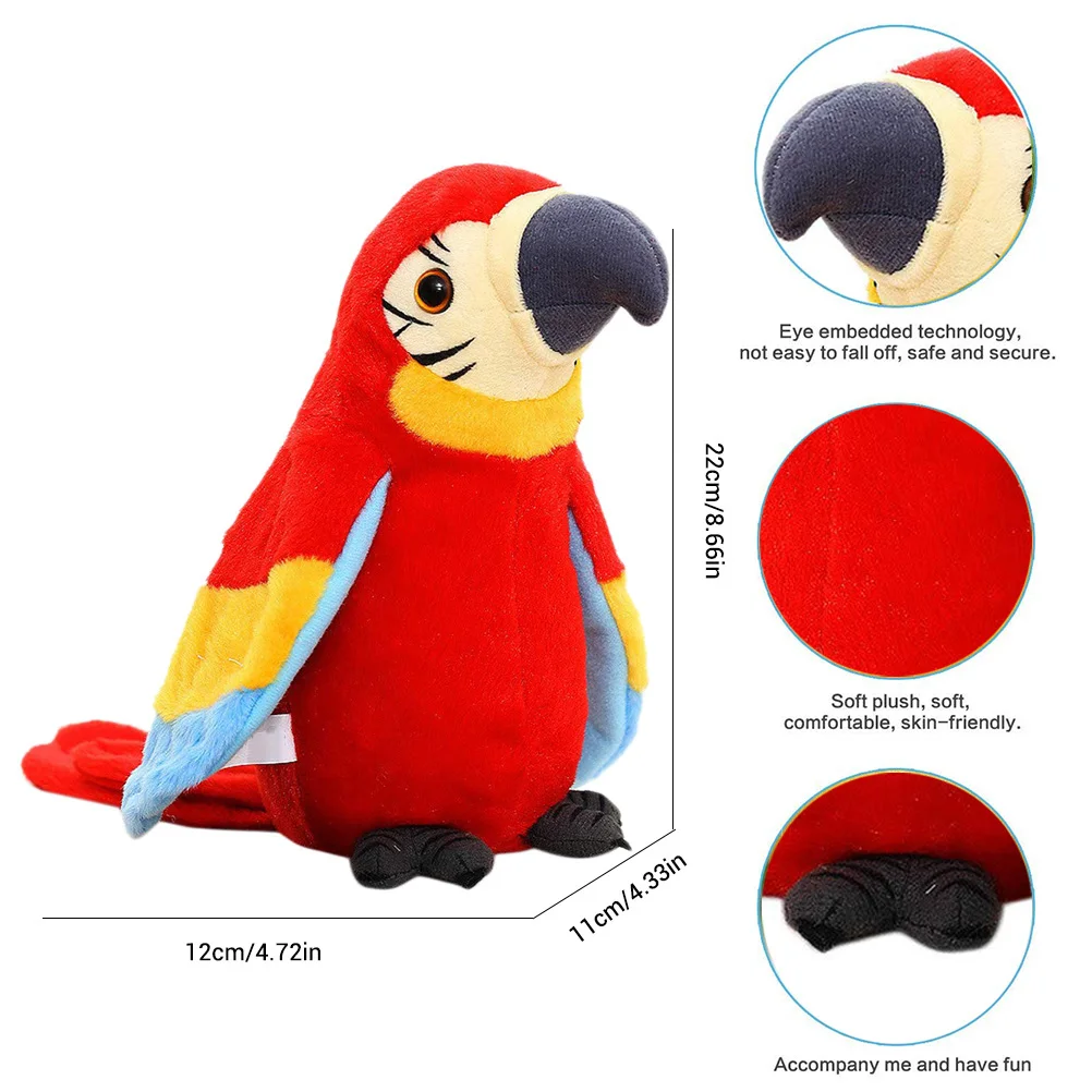 ZK30 Elektryczny Papuga Mówiąca Pluszowa Zabawka Ptak Powtarza To, Co Mówisz Prezent dla Dzieci Niemowląt