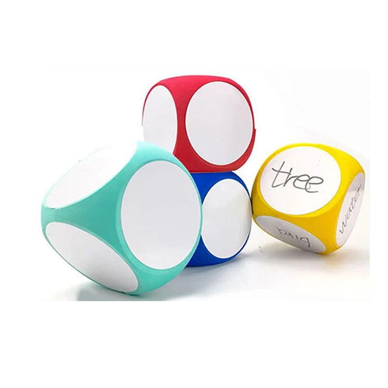 Multipurpose Dry Erase Dice, White Boards, Cube, Language Block, Escrever sobre Wipe Off, Dry Erase, 4x4Inch