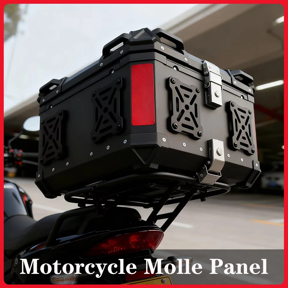 2PCS Motorcycle Molle Panel Trunk Storage Aluminum Alloy Waterproof Tactical Panel Universal Side Box Organizer Modular Storage