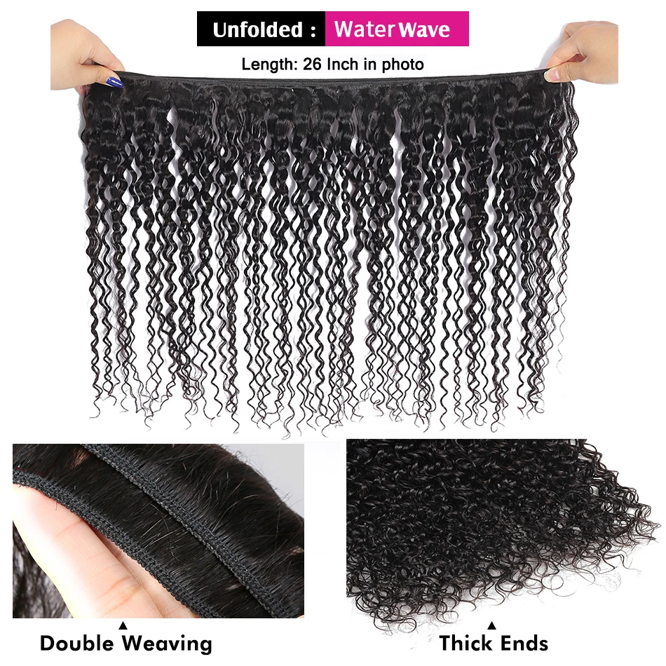 12A Peruvian Water Wave Hair Bundles With Closure 100% Human Hair Weave Water Curly Virgin Hair Bundles With 4X4 Lace Closure