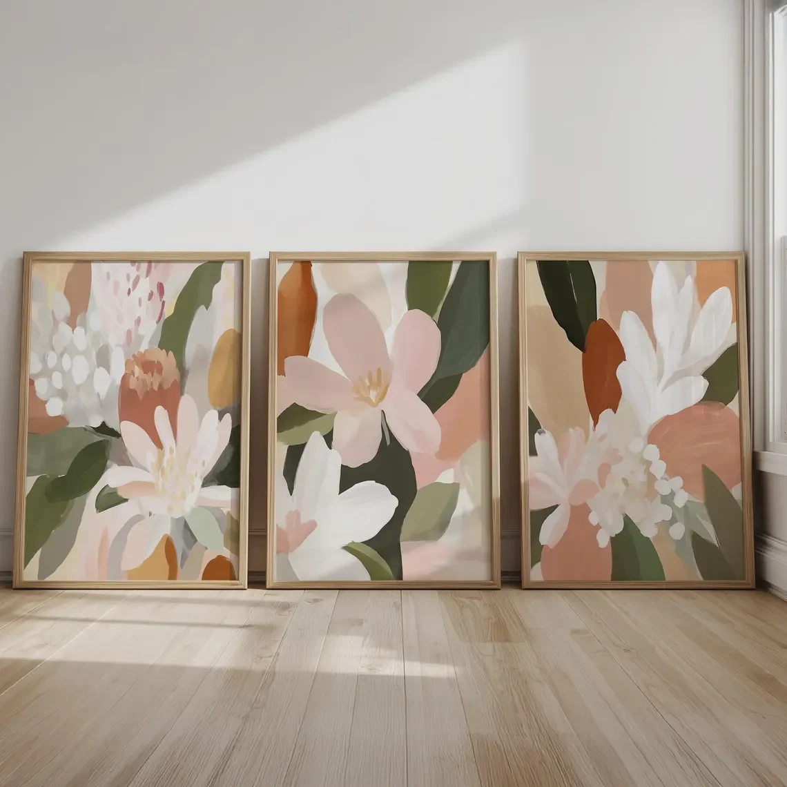 Australian Natives Set of 3 , Magnolia & Ginger Flower Art Native Australian Botanical Neutral Living Room Wall Art