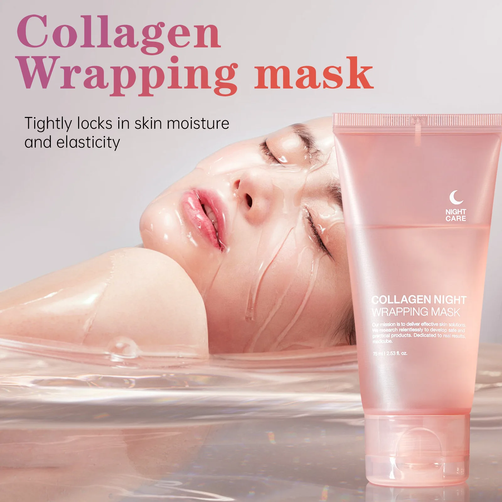 Collagen Peel-Off Mask Moisturizing Firming Night Wrapping Mask Gel Face Deep Cleansing Mask Wrinkle Repair Skin Care 75ml