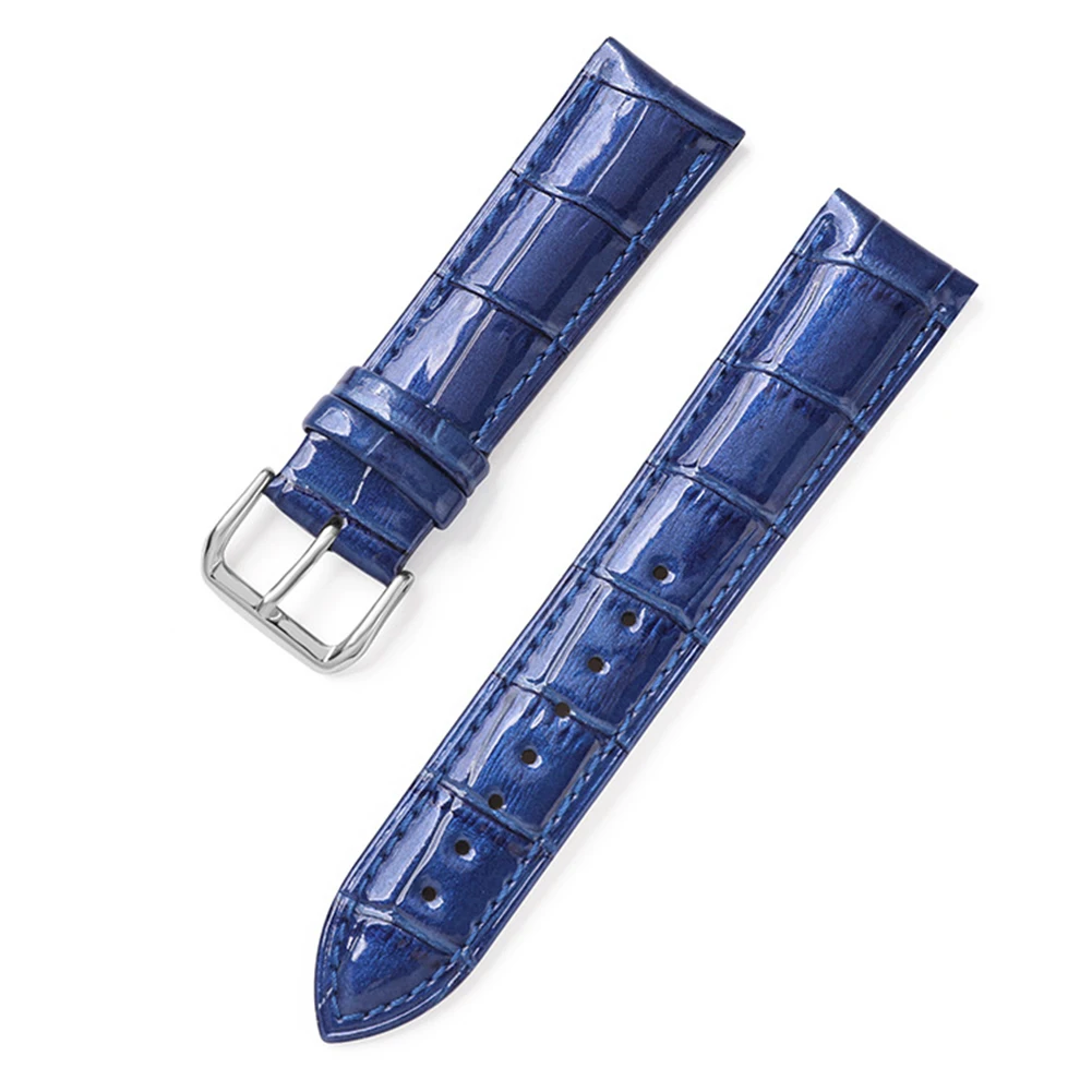 Pulseira de relógio de couro genuíno para homens e mulheres, pulseiras multicoloridas, padrão slub, 20mm, largura 22mm, pulseira de relógio