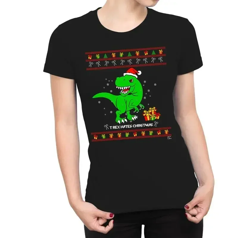 1T T Shirt Womens Rex Hates Christmas