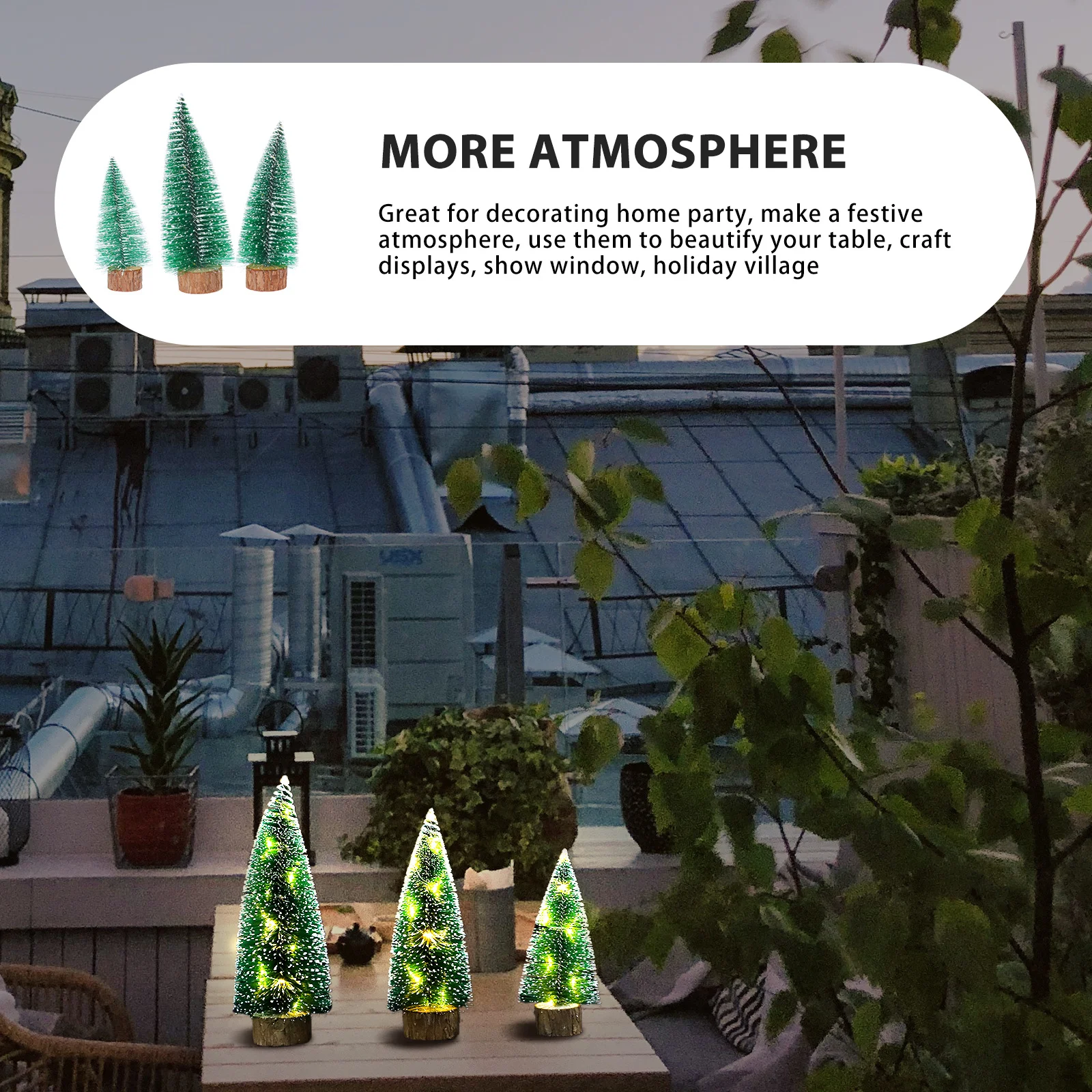 

3Pcs Artificial Christmas Tree Mini Xmas Tree with Lights Festive Home Decor for Living Room Kitchen Table Holiday Village Setup