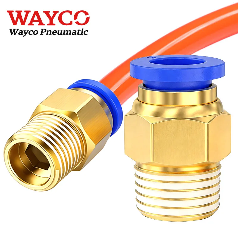 5PCS Pneumatic Fitting Connectors PC 4/6/8/10/12mm Thread 1/8 1/4 3/8 1/2  Air Hose Fittings Pipe Quick Connector Accessories