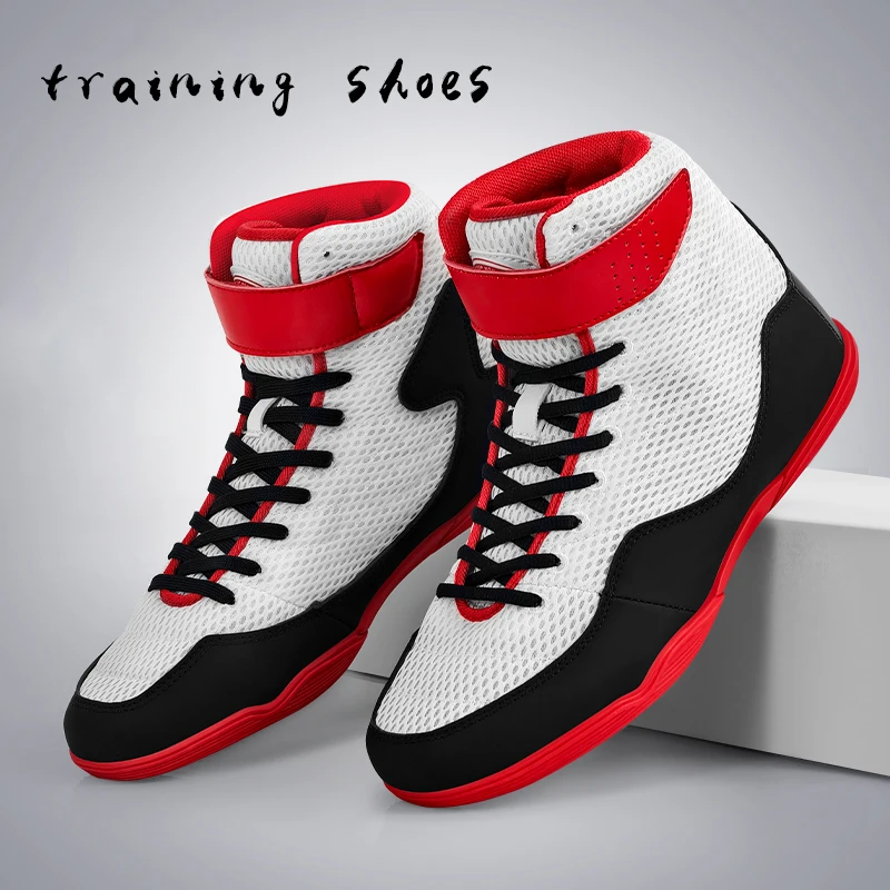 

Боксерские боксерские кроссовки Sanda защищают лодыжку, высокие туфли, борцовская обувь для боевых искусств, нескользящая амортизирующая спортивная обувь