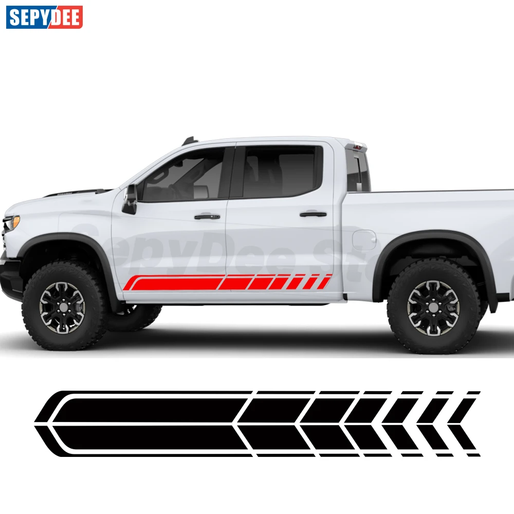 

2Pcs Car Door Rocker Panel Side Stripes Sticker Body Decor Vinyl Decal for Chevrolet Silverado