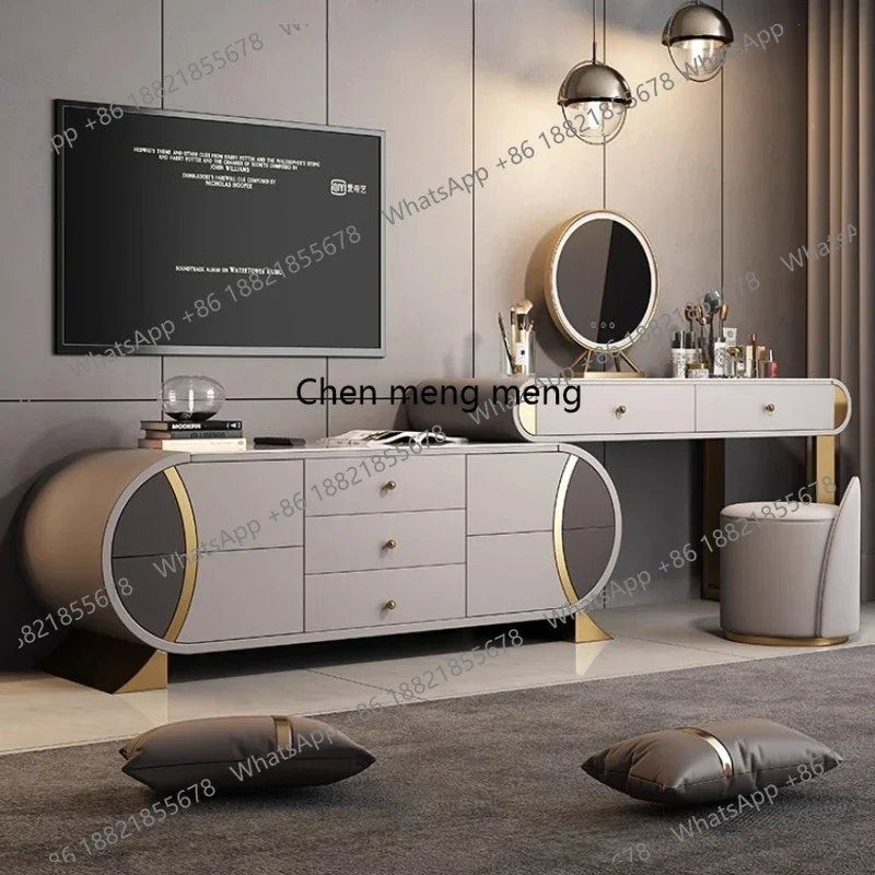 

Luxury Dresser Home Modern Nordic Vanity Desk Light Mirror Dressers Drawers Make Up Tocador Maquillaje Furniture Cabinet Storage