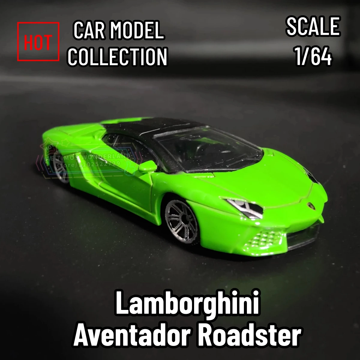 1/64 Lamborghini Aventador Roadster Replica Scale Car Model Miniature Art Diecast Vehicle Ornament Kid Boy Xmas Gift Toy