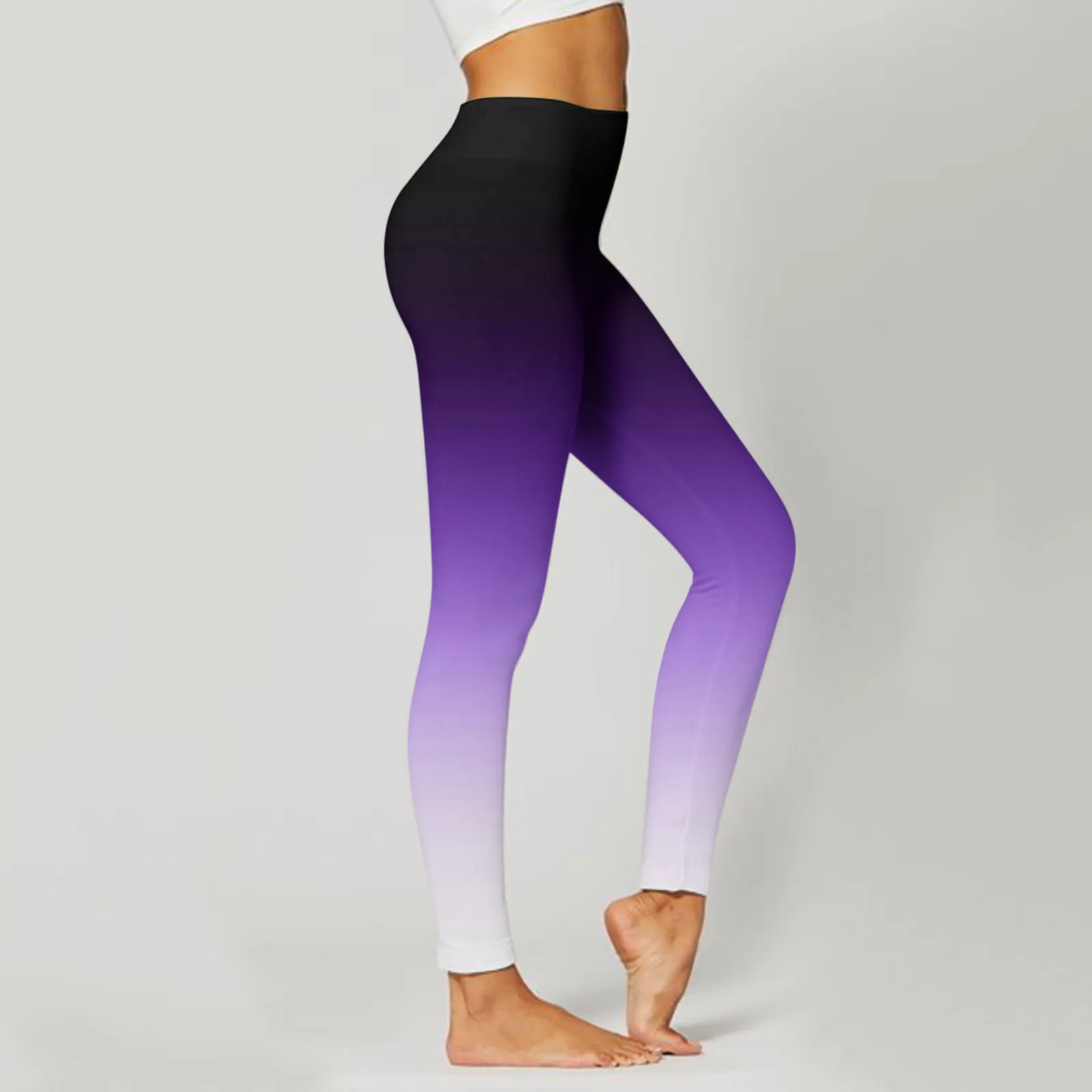 Pantalones de Yoga de Color degradado sin costuras para mujer, mallas deportivas de cintura alta para Fitness, correr, gimnasio, entrenamiento, estampado