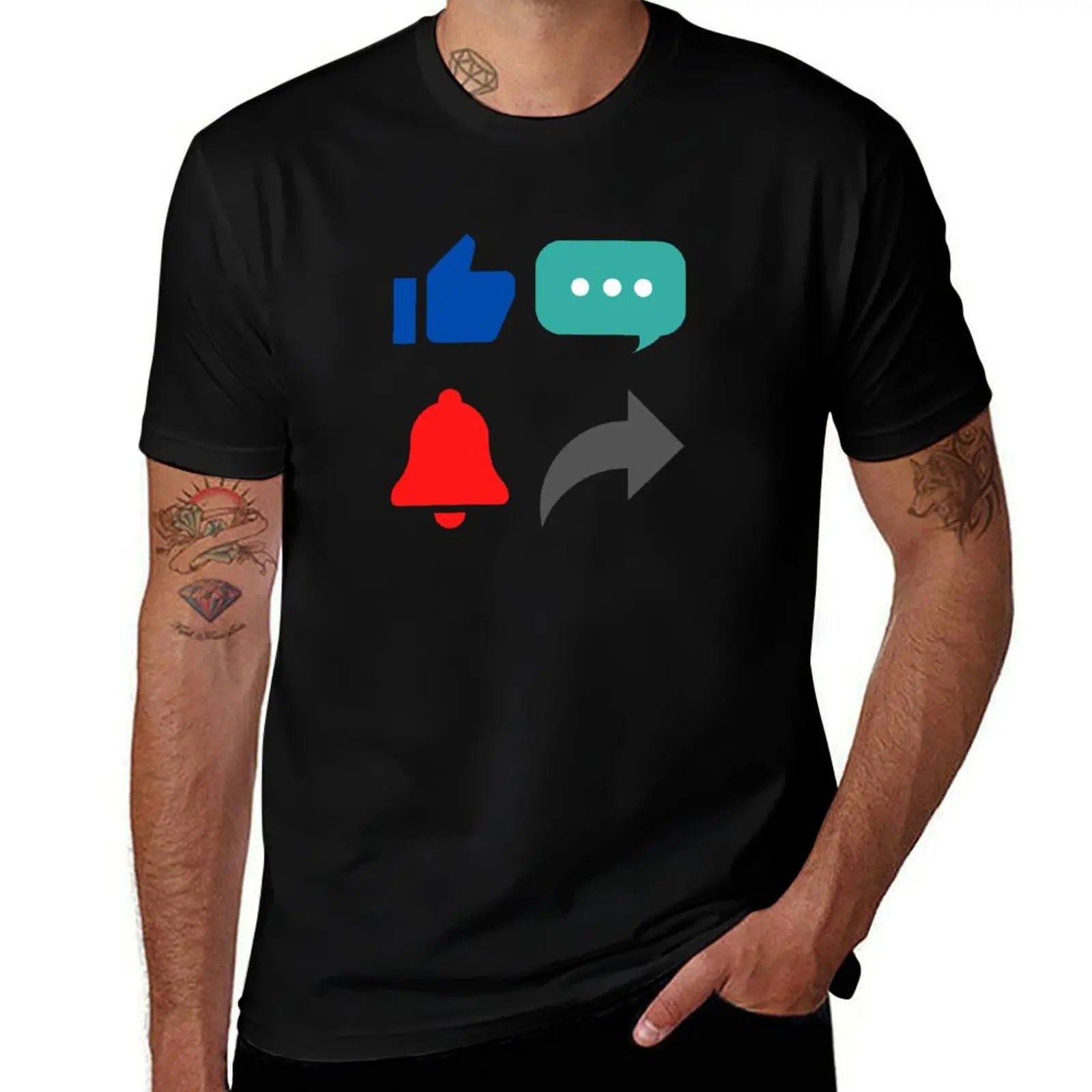 Like Comment Subscribe Share Icons T-Shirt Sun Protective Outdoor Tee Top T-Shirt