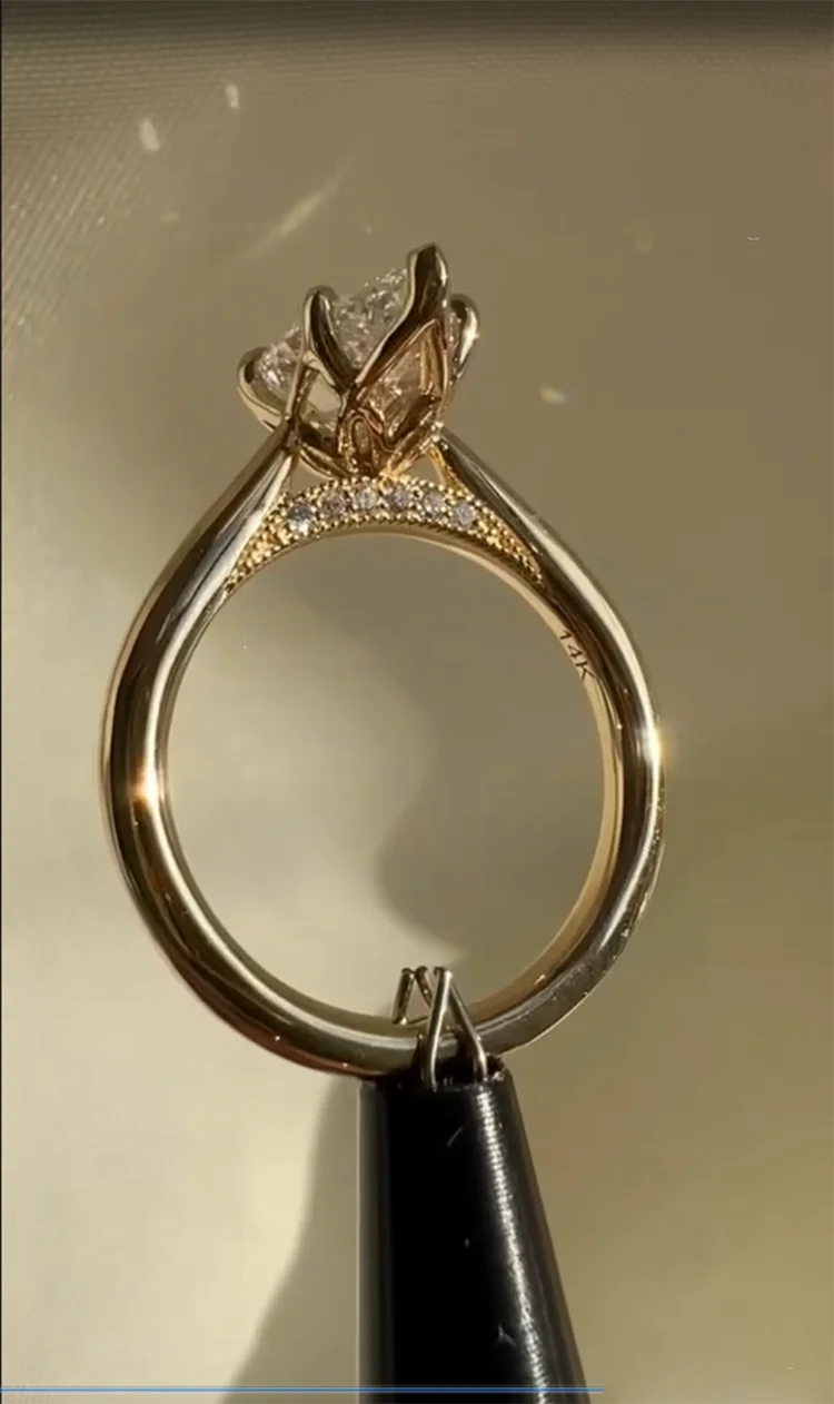 

IGI Lab Growing Diamond Ring Pear shape D Color 1 2 3 4 5Ct Solid 18K Yellow Gold Ring Diamond wedding Factory Engagement Ring