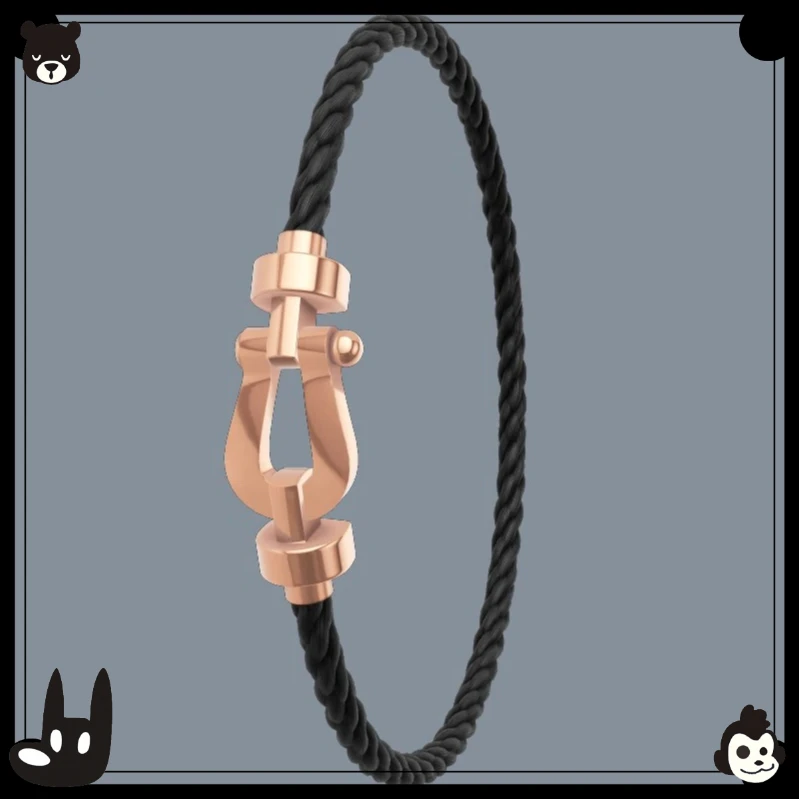 

brez New 925 Silver Black Nylon M Smooth Surface Fashion Bracelet Female Daily Wear Party Party Gifts Luxurious Couple Jewelry