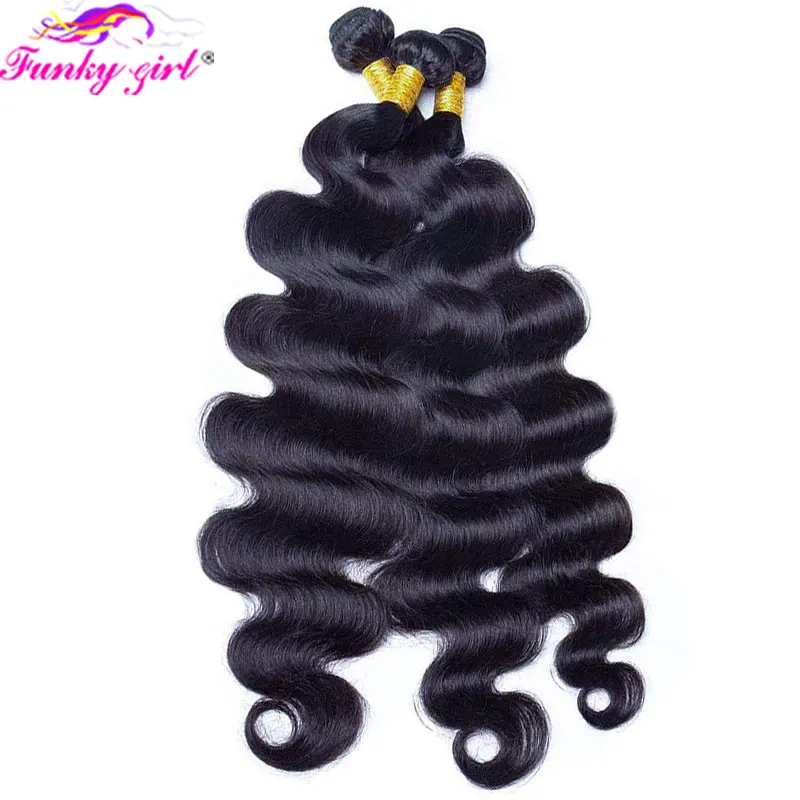 Bundel gelombang tubuh dengan 24 26 inci 1 3 4 bundel Wig Virgin Remy kain ganda 100% ekstensi rambut manusia Brasil untuk wanita