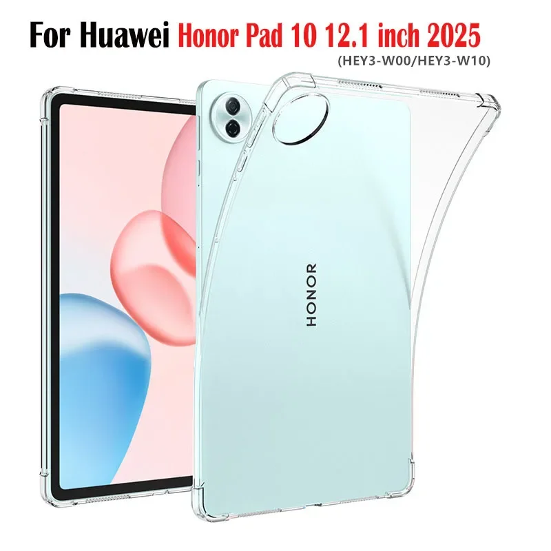 

Прозрачный мягкий чехол из ТПУ для планшета Huawei Honor Pad 10 12,1 дюйма 2025 ультратонкий прозрачный силиконовый чехол с четырьмя углами подушки безопасности Funda