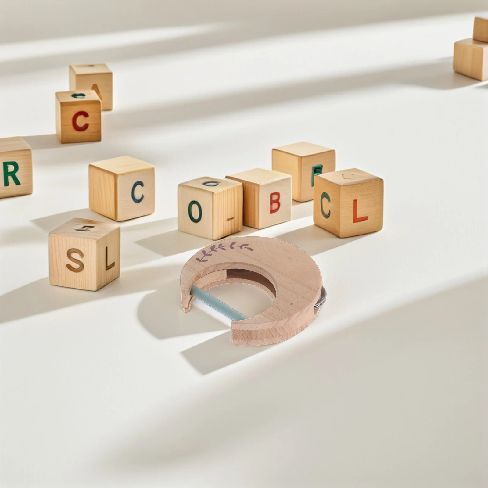 

Baby Wooden Handheld Half Moon Tambourine Percussion Instrument for Preschool Music Learning Motor Coordination Development