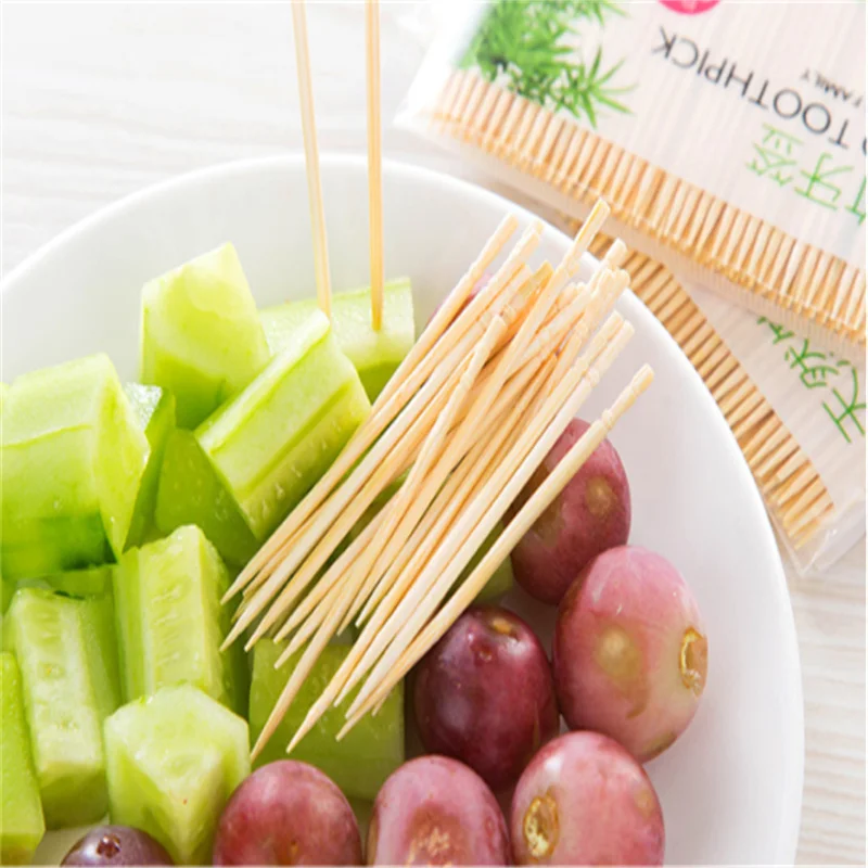 200PCS / Bag Bamboo Toothpick Disposable Natural Toothpicks Fruit Single Sharp Tooth Sticks Family Restaurant Care Tool