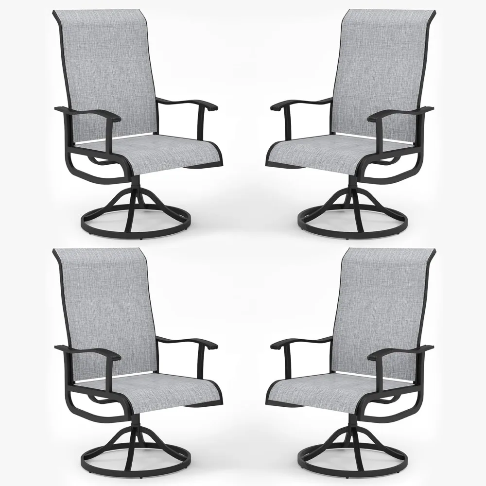 

Terrace Swivel Chair, 4-piece Set, Outdoor Swivel Rocking Chair, All-weather Textile High Back and Metal Frame