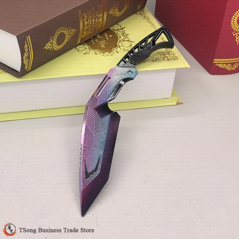 22cm mini réplica de metal tomahawk nepal faca de combate modelo de arma de liga com bainha de couro jogo de zona escura decoração colecionável