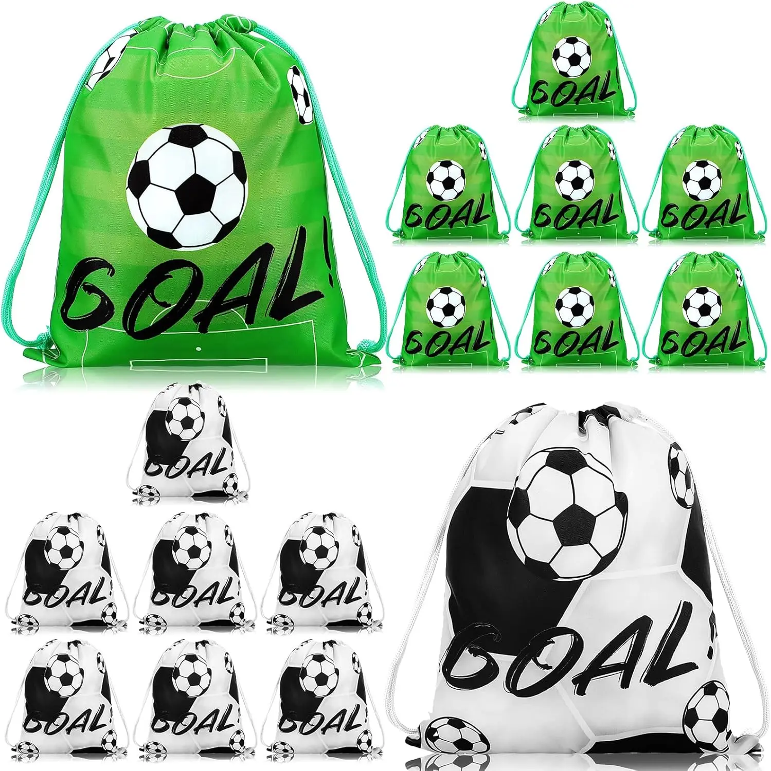 Paquete de 16 Bolsas de Fútbol con Cordón para Recuerdos de Fiesta, 12x10 Pulgadas, para Dulces, Regalos, Artículos para Equipos