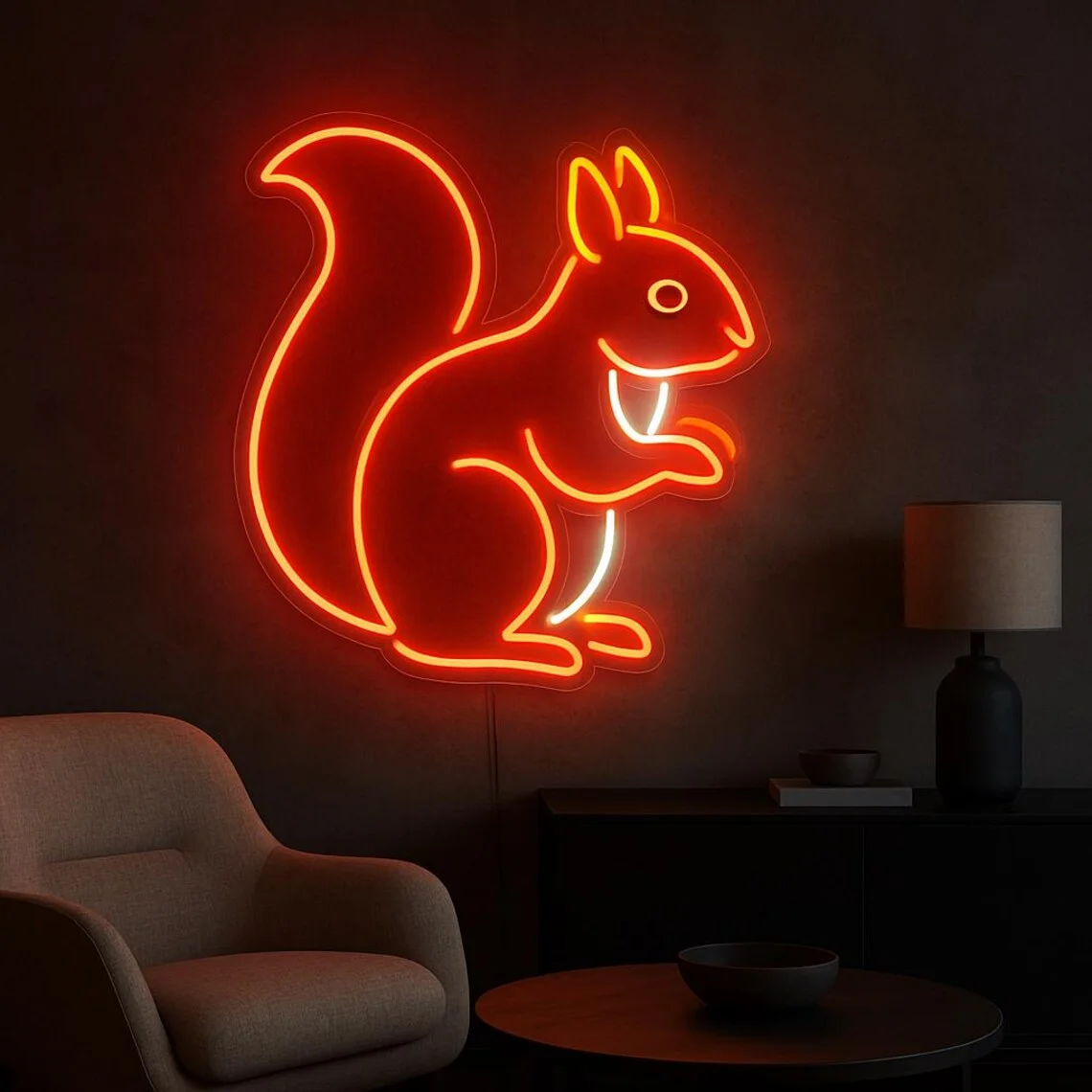 Squirrel Neon Sign Cute Animal Neon Bedroom Kids Room Decor Gift for Squirrel Lover