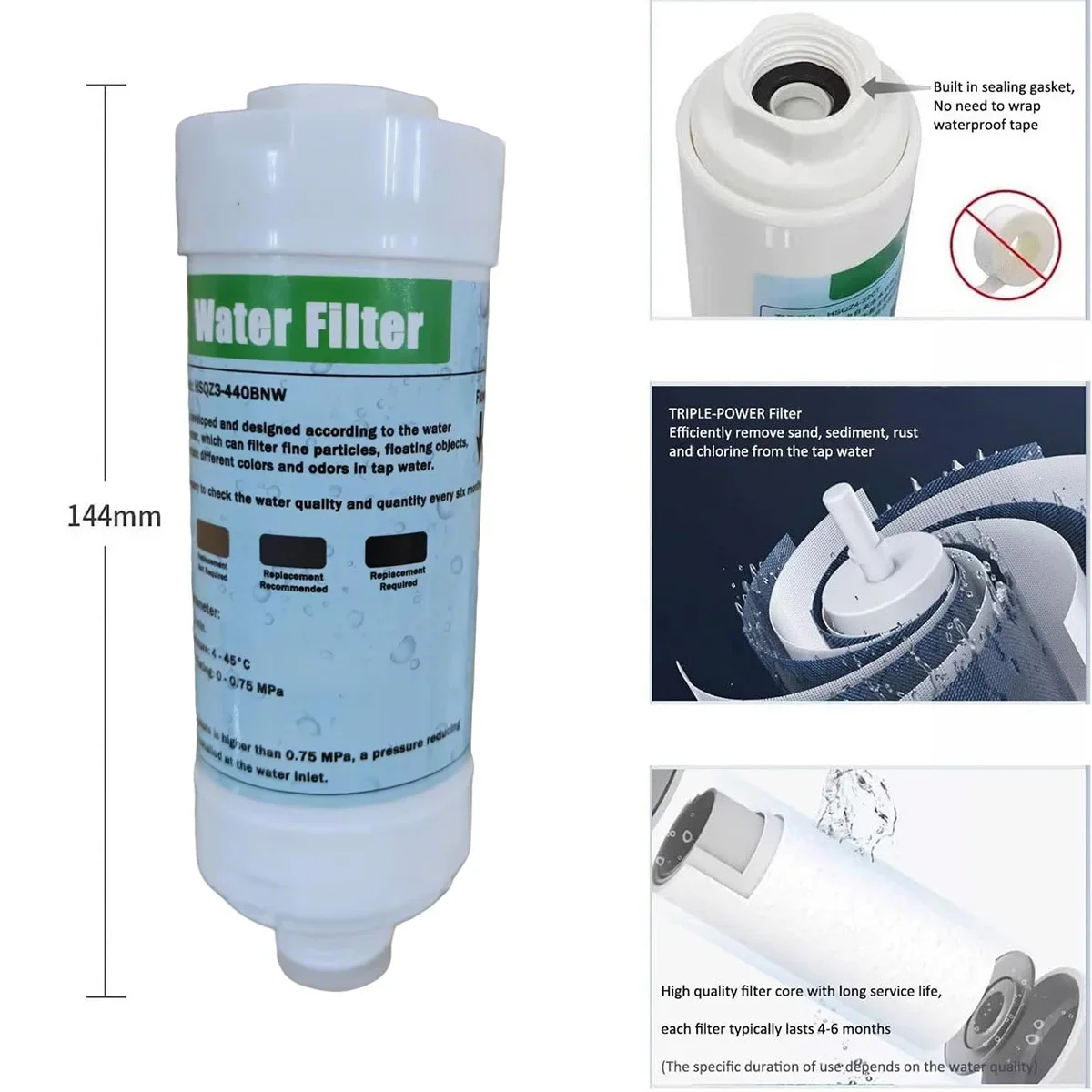 Bidet Water Filter for Electronic Bidet Seats Toilet Water Filter System Threads Compatible with 1/2' 1/4' 3/8' Bidet Water Hose